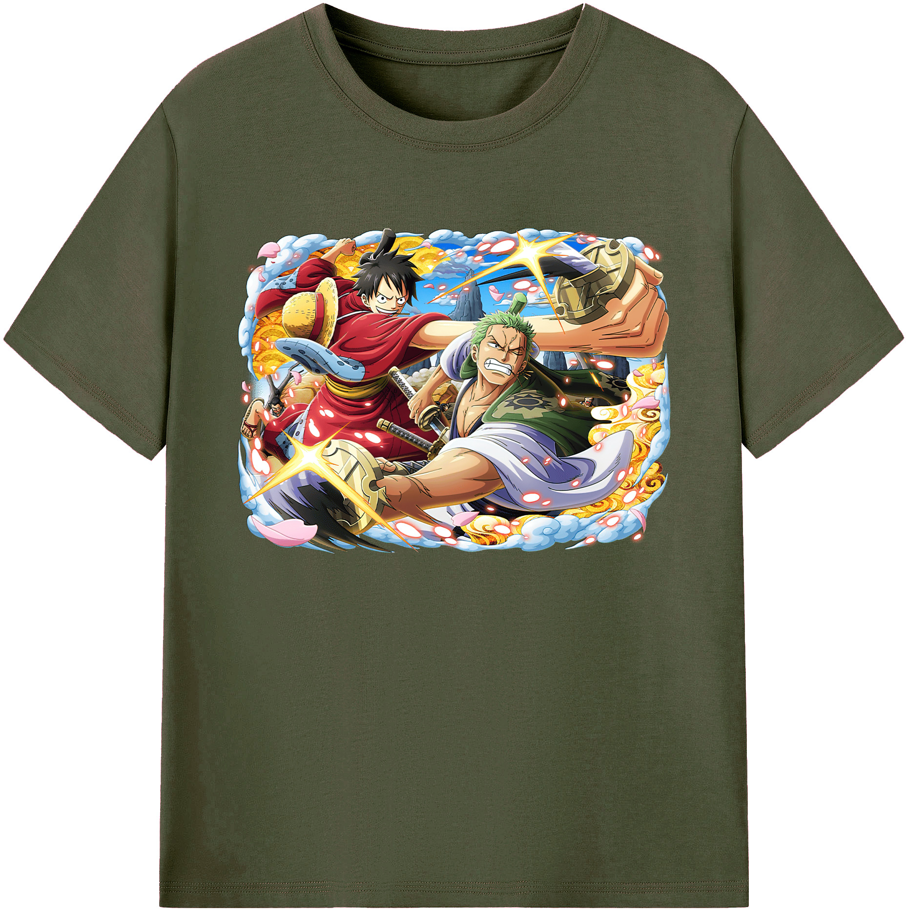 ワンピース モンキー・D・ルフィ ONE PIECE Monkey D. Luffy 綿100％ メンズ半袖Tシャツ｜肌触りやわらか＆通気性